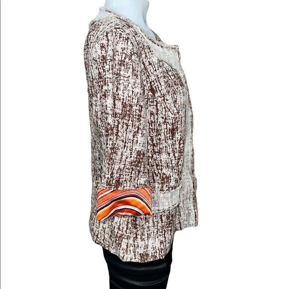 Just B button up jacket with mesh detail and bright lining size XL 100% linen - Picture 3 of 10